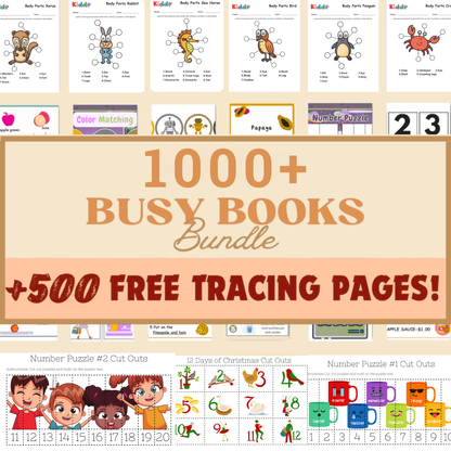 1,000+ Interactive Busy Book Bundle | Quiet Book Templates & Learning Binders