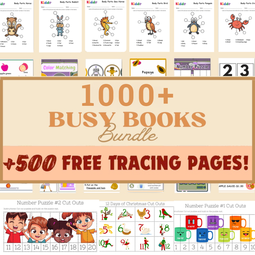 1,000+ Interactive Busy Book Bundle | Quiet Book Templates & Learning Binders