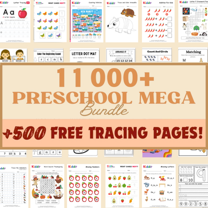 Preschool Mega Bundle: 11,000+ Learning Worksheets for Toddlers & Kindergarten