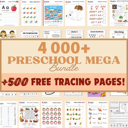 4,000+ Advanced Preschool Worksheets | Kindergarten Prep Learning Pack