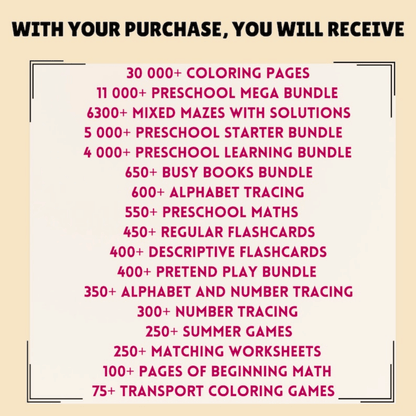 KIDDOSTEP Bundle: 60.000+ Preschool Learning Worksheets