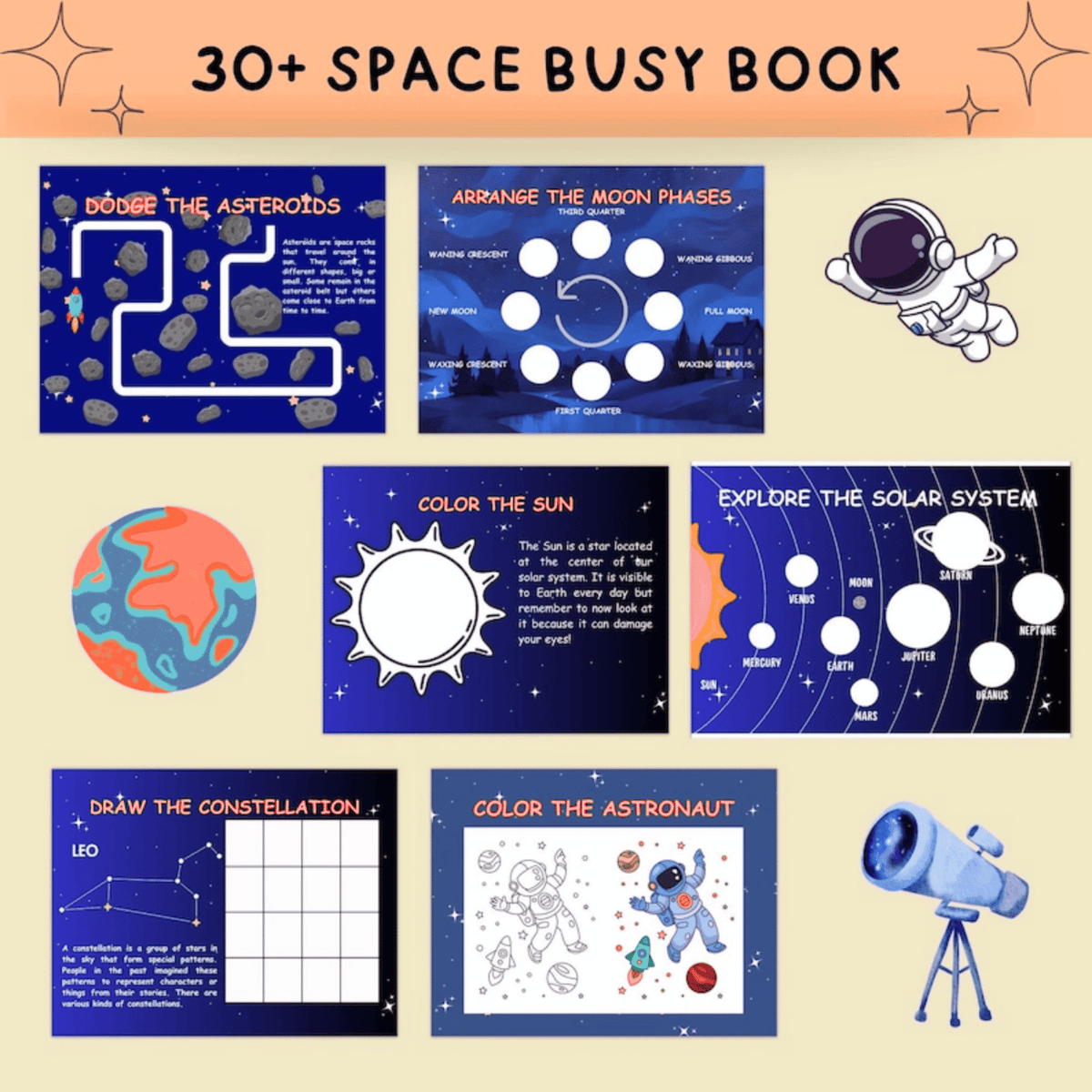 1,000+ Interactive Busy Book Bundle | Quiet Book Templates & Learning Binders