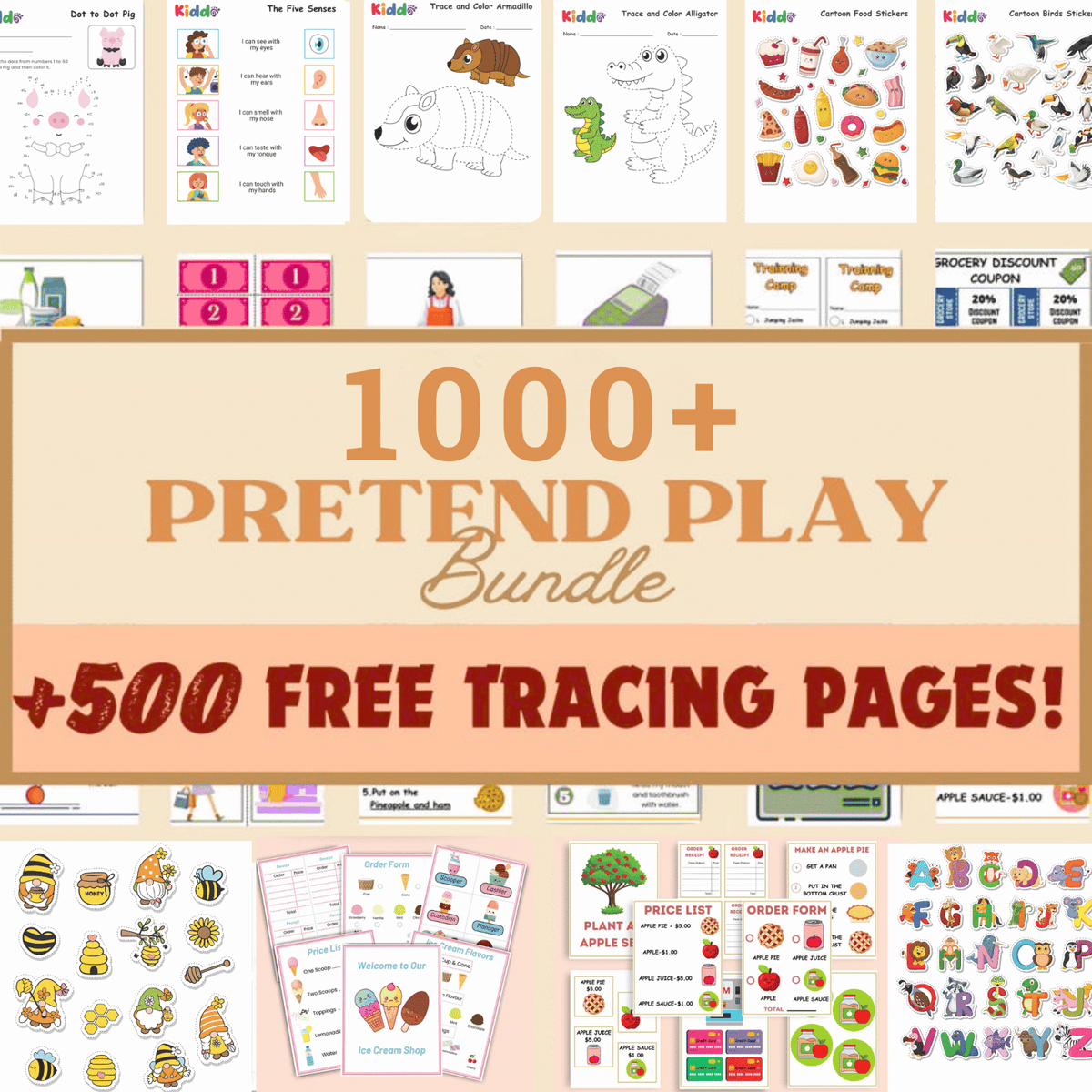 1,000+ Pretend Play & Sticker Bundle | Dramatic Play & Play Dough Mats